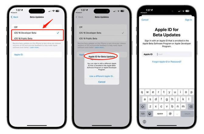 靖州苹果手机维修分享iOS 16.4 Beta 3如何使用ID小号享受“双系统”？ 